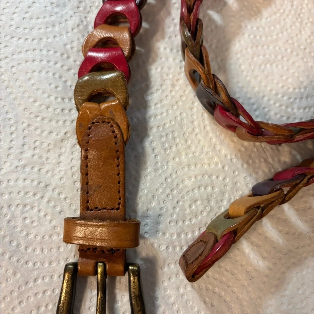 Women’s Vintage braided belt Aimee Lynn size S M leather multi retro Cowgirl